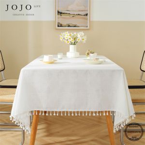 Pure White Nordic Style Fabric Tablecloth