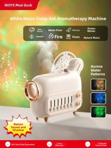 NIOYE | White Noise Bluetooth Speaker Humidifier with Aromatherapy and Water Wave Ambient Light
