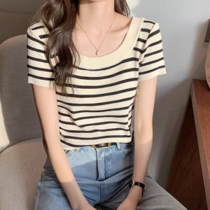 LUQIAN | Striped Short Sleeve T-shirt