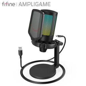 FIFINE AmpliGame Gaming Microphone with Shock MountGain KnobTouch-muteStreaming Podcast Condenser Mic for PCSwitchPS5-A6NEO