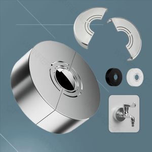 1pc Faucet Decorative Cover Self Adhesive Shower Head Split Round Escutcheon Decorative Covers Adjustable Bathroom Accessories