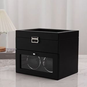 Automatic Double Watch Winder Vertical Watch Winder Box for Mens and Womens Watches with 8 Watch Storage Case and Quiet Motor LED Light Adjustable Watch Pillows