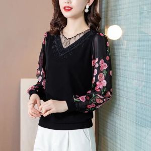 เสื้อชั้นในแขนยาวผู้หญิงฤดูใบไม้ผลิ 2025 ใหม่ไซส์ใหญ่ เสื้อคลุมท้องสำหรับคุณแม่ เสื้อชั้นในทรงเข้ารูปกระชับสัดส่วน เสื้อชั้นในคอวี