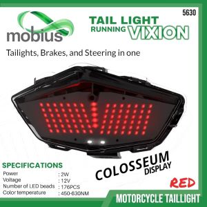 Lampu Stoplamp Motor Vixion New MOBIUS Model Colosseum Running 3 in 1 - 176 pcs LED 1200k - 1500k Smoke Mika