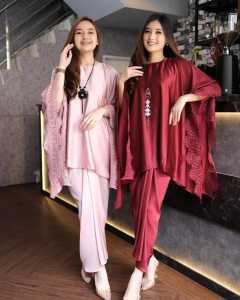 STELAN ARMANI SILK FREE KALUNG COMBINASI RENDA MODEL SIMPLE MEWAH DAN ELEGAN-STELAN WANITA TERBARU 2024