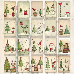 20pcs Vintage Christmas Postcards with Winter Scenery Decorations Thick Cardstock Artistic Gifts or Collecting and Gifting