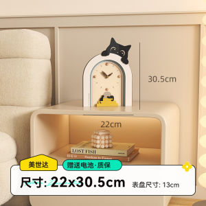 Meisda Desktop Clock Ornament Living Room Creative Tabletop Television Cabinet Clock Silent Wood Material Single Side Clock