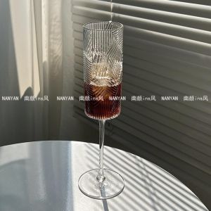 แก้วไวน์แก้วหุ้มข้างทรงกลวงสไตล์ย้อนยุค แก้วชampaเน่ฝรั่งเศส แก้วไวน์แดง แก้วไวน์ แก้วหุ้มข้างที่ทำด้วยมือจากแก้ว