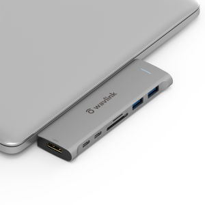 WAVLINK 7-in-2 USB C Hub Type C To Thunderbolt 3 USB C Port 4K HDMI USB 3.0 SD/MicroSD Reader Design For Macbook