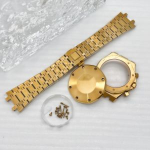 Brangdy | Rose Gold Modified 41mm Watch Case Chronograph Stainless Steel Case Strap for Oak VK63 VK64 Quartz Movement Accessory No Logo