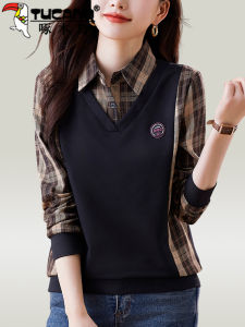 เสื้อเชิ้ตผู้หญิง TUCANO ฤดูใบไม้ผลิ ฤดูใบไม้ร่วง 2025 แฟชั่น เสื้อเชิ้ตผู้หญิง เสื้อสเวตเตอร์แบบแยกชิ้น ทรงหลวม แขนยาว ปกโปโล