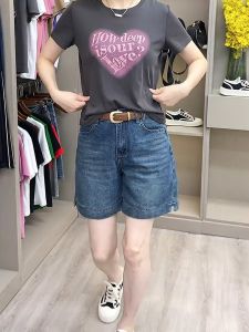 Retro High Waist Denim Shorts Womens Loose BF Style Summer Casual Wide Leg Pants Conceal Meat Slimming Straight Cut Jeans