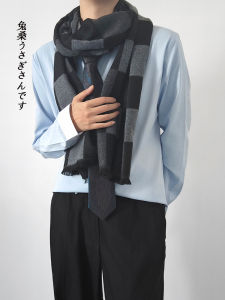 ผ้าพันคอถักหนาแบบผ้าขนสัตว์ปลอมสำหรับฤดูใบไม้ร่วงและฤดูหนาวสำหรับผู้ชายและผู้หญิง ผ้าพันคอถักลายสก็อตแบบลำลองสำหรับเยาวชน