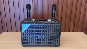 Loa Bluetooth Xách Tay Leong Sành Điệu Loa Không Dây Âm Bass Chuẩn Kèm 2 Mic Cao Cấp Kết Nối BF AUX USB TF Chỉnh Bass Treble Trên Micro Pin Khỏe Thích Hợp Gia Đình Dã Ngoại Trợ Giảng.