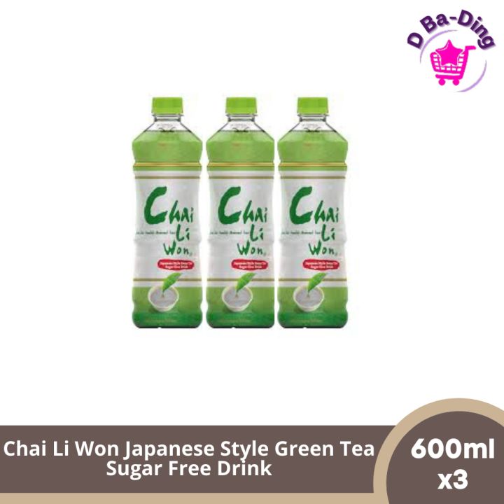 Chai Li Won Japanese Style Green Tea Sugar Free Drink 600ml x3