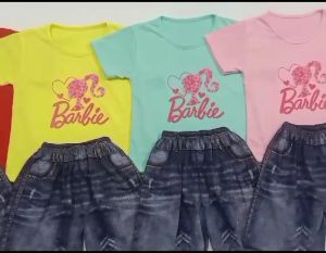 setelan celana pendek anak usia 1-8 tahun/setelan celana motif jeans