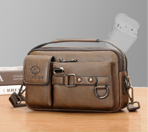 Túi Đeo Chéo Nam Da Cao Cấp Huabups Sang Trọng Lịch Lãm Màu Nâu