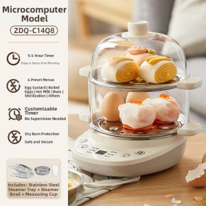 [China Plug Without Adapter] Bear | Home Mini Multi-Function Egg Steamer with Timer
