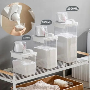 1100/1800/2300Ml Laundry Detergent Dispenser Powder Storage Box Airtight Clear Washing Powder Box with Lids Liquid Container