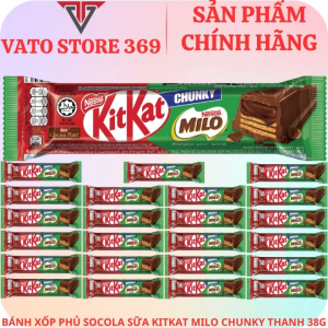 Bánh xốp phủ socola KITKAT MILO chunky thanh 38g