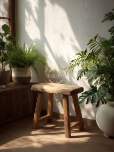 Rustic Solid Wood Mini Stool Home Living Room Plant Stand Low Table No Paint Simple Style Versatile Wooden Frame Furniture