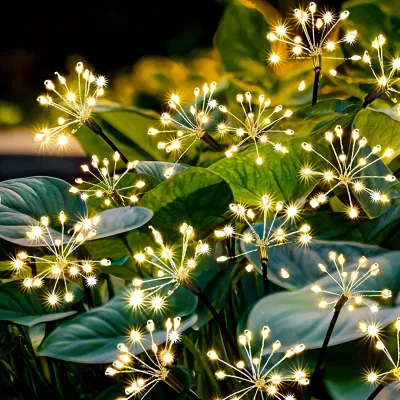 1pc Solar Firework Lights Warm White with 60LEDs for Outdoor Garden Decoration 2 ModesChristmas Decoration
