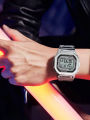 Sports Men's Watch X-GEQCK Steel Heart Small Silver Block Electronic Multifunctional Waterproof Rubber Band Square Dial Clock. 