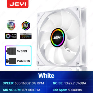 JEYI | JEYI 120mm PC ARGB Cooling Fan AURA SYNC RGB Computer Fans Ultra Silent Heatsink Ventilador with 4PIN PWM and 5V 3PIN ARGB Port