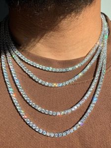 Icebling Full Diamond Tennis Chain Small Rock Sugar Necklace Zircon Clavicle Chain Neck Chain American Cuban Hip Hop Men and Women