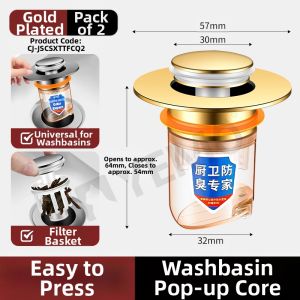 YEMO | Stainless Steel Drain Stopper with Filter and Press-Release Mechanism