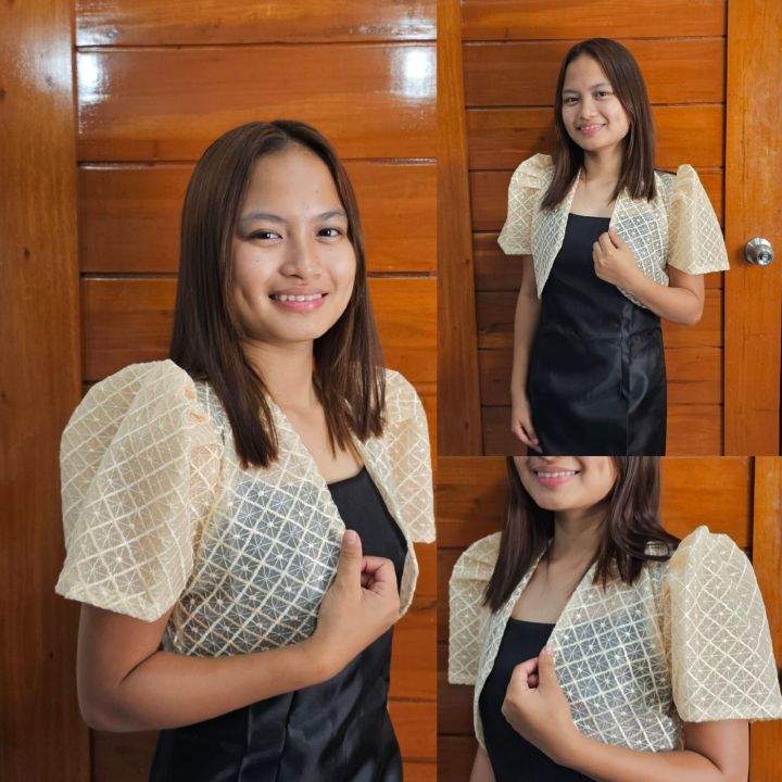 Elegant Modern Filipiniana Bolero full lace beige Lazada PH