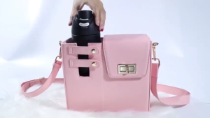 Tas Kulit Untuk Gelas Air Beg Pembawa Botol Air Crossbody Stylish  Leather  Crossbody  Water Bottle Holder水壶包