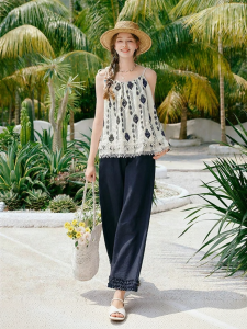 XIANGYING | Ethnic Embroidery Linen and Chiffon Set