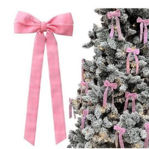 10Pcs Thick Velvet Retro Bow Ornament 3D Design Long Hanging Ribbon for Wreath Gift Box Window Display Holiday Decor