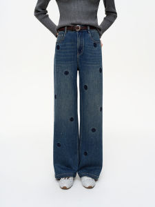 DUSHU | Sparkling Vintage Straight Denim Jeans