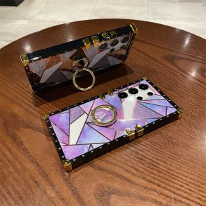 Case for Samsung Galaxy S24 Ultra / S23 Ultra / S22 Ultra Glitter Stitching Geometric Pattern Four Corners Reinforcement Anti-drop Anti-fingerprint Anti-impact and Shockproof Protective Cover