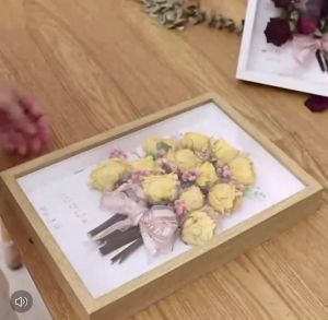 SG Stock Simple Hollow 3CM Square 8inch Acrylic Cover Frame Shadow Box for Dry flowers and Specimen Collection  Acrylic Cover Valentines Day Gift