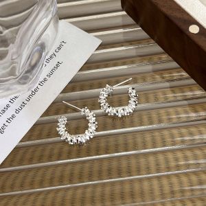 S925 Silver Needle Geometric Hoops Earrings Fashionable Minimalist Luxury Gold And Silver Womens Exclusive Design Daily Ear Jewelry