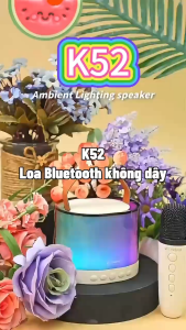 Loa bluetooth mini âm thanh chất lượng cao K52 Kèm 2 Micro Không Dây Hát Karaoke Tại Nhà