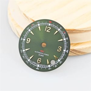 Mặt Số Đồng Hồ Green Lume 28.5mm Dành Cho Máy Tự Động NH35/36/4R/6R/7S Kiểu Phi Công Ả Rập Vỏ Alpinist Phụ Kiện Độ Chế Mặt Số Phát Quang.