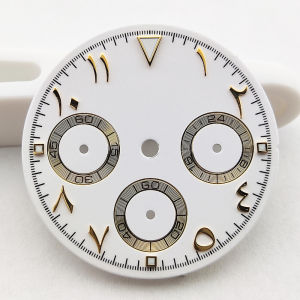 29mm VK63 dial Arabic script watch dial fit VK63 Quartz movement High Quality Watch accessories Green luminous Chronograph dial