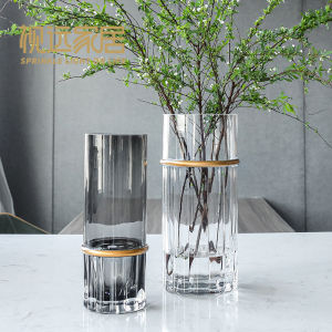 Bình Hoa Thủy Tinh Đồ Trưng Bày Cảm Giác Cao Cấp Cắm Hoa Phòng Khách Trang Trí Bàn Ăn Kiểu Mỹ Phong Cách Instagram Sáng Tạo Đơn Giản Hoa Tươi Kẻ Sọc