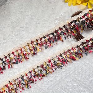 2 Yards 1.57inch Wide Eyelash Fringe Lace Ribbon Colorful Toothbrush Tassel Trim for Garment Handicraft DIY Sewing Accessories