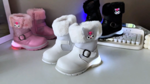 LUCKIDS Cute Cartoon Kuromi boots shoes for kids girl New LED girls boots Ultra-soft sole kids shoes size 21-30