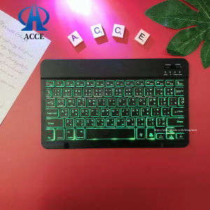 [แป้นพิมพ์ไร้สายเรืองแสงภาษาไทย)]แท็บเล็ตคอมพิวเตอร์คีย์บอร์ดไร้สายปรับสีได้หลากสีเข้ากันได้กับโทรศัพท์มือถือipadAndroid RGB Backlight Bouetooth wid