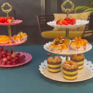 [Datz] 3 Tier Cake Stand Dessert Tower Cupcake Tower Fruit Tray Display For Party 蛋糕架 Kek Cawan Hiasan - KW111