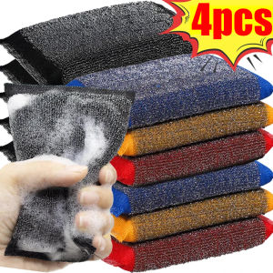 Steel Wire Sponge Wipes Double Sided Dish Scouring Pads Reusable Non-stick Oil Rag Stainless Steel Wire Cloth Cleaning Brush