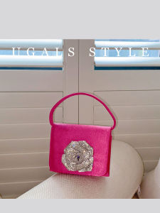 UGALS | Chinese Style Shiny Rose Silk Hand Clutch Crossbody Bag