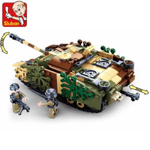 Sluban | Military Challenger Leopard Panther Heavy Main Battle Tank Soldier Building Blocks Plastic Model Bricks Army Toys for Children