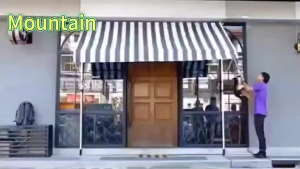 SAINTVILLA Hand Crank Garden Sunshade - Waterproof Non-Porous Canopy with Adjustable Curtains for Terrace